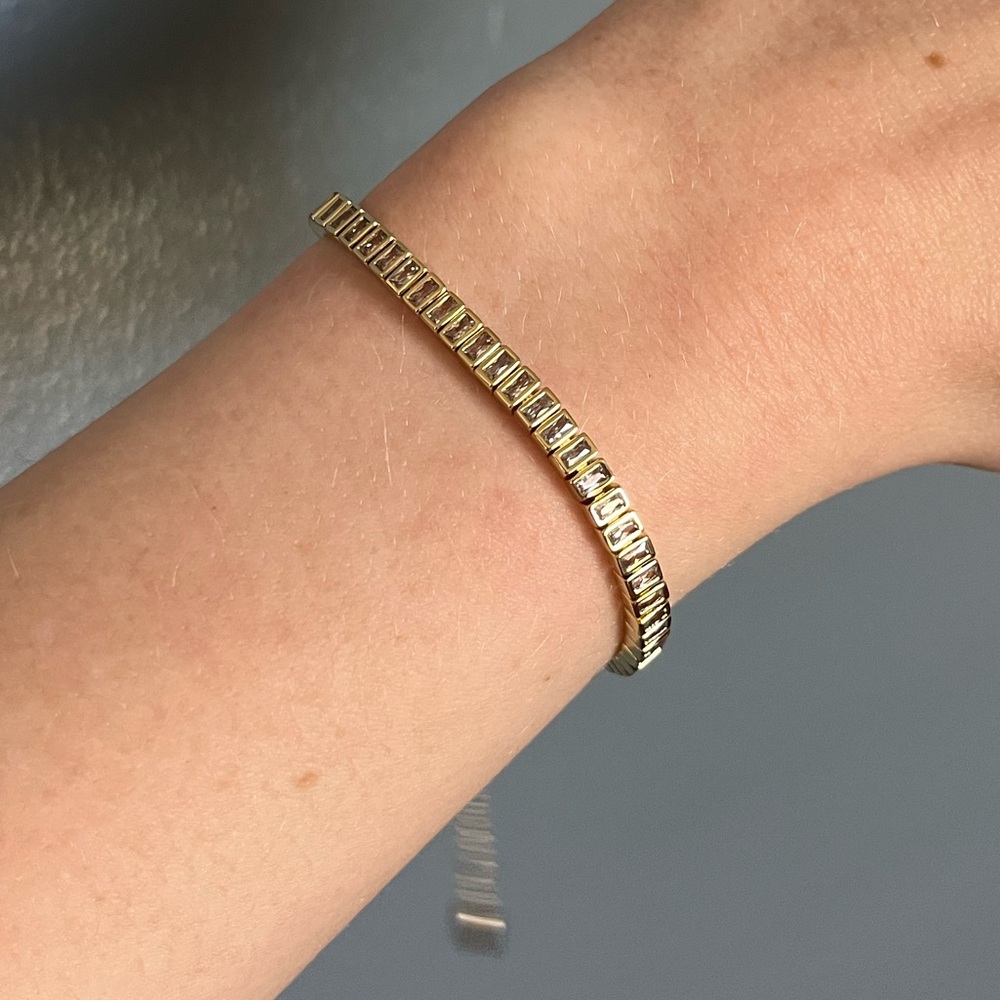 Kendra Scott Tennis Bracelet (Rectangle Baguettes) in Yellow Gold & CZ